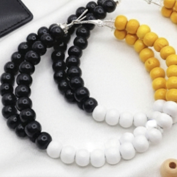 Rasta hoop earrings, African Earrings with wooden beads, Large hoop earrings 3.5 - Picture 3 of 10